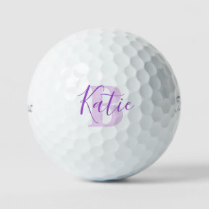 monogramme rose golf nom initial violet balles de