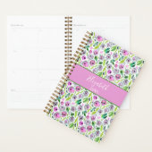 Monogramme Rose Gris Vert Bohème Floral Aquarelle (Devant avec enveloppe)