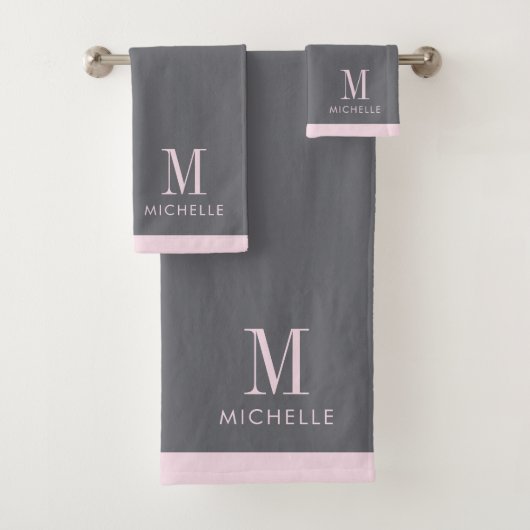 Monogramme rose moderne gris (En situation)