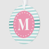 Monogramme rose Motif bleu Aqua (devant)