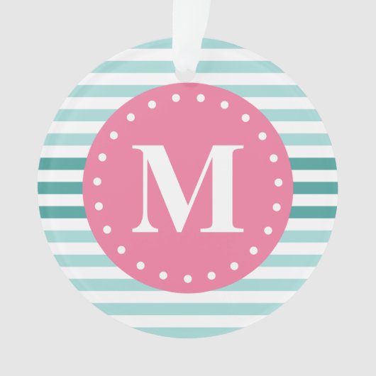 Monogramme rose Motif bleu Aqua (devant)