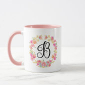 Monogramme rose mou (B) Mug de fleurs (Gauche)