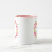 Monogramme rose mou (E) Fleur Flower Wreath Mug (Centre)
