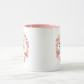 Monogramme rose mou (M) Fleur Flower Wreath Mug (Centre)