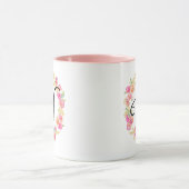 Monogramme rose mou (W) Fleur Flower Wreath Mug (Centre)