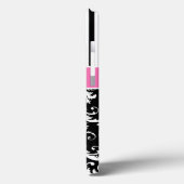 Monogramme rose, noir, blanc Coque en damas rayé (Verso / Gauche)