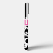 Monogramme rose, noir, blanc Coque en damas rayé (Verso / Droite)