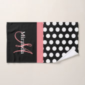 Monogramme rose Noir Blanc Polka Dot Serviette de (Serviette à main)
