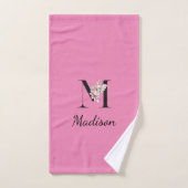 monogramme rose, noir élégant (Serviette à main)