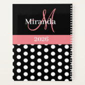 Monogramme rose noir foncé Point Polka (Dos)