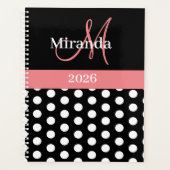 Monogramme rose noir foncé Point Polka (Devant)
