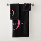 Monogramme rose noir moderne et élégant Nom du scr (En situation)