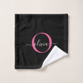 Monogramme rose noir moderne et élégant Nom du scr (Gant de toilette)