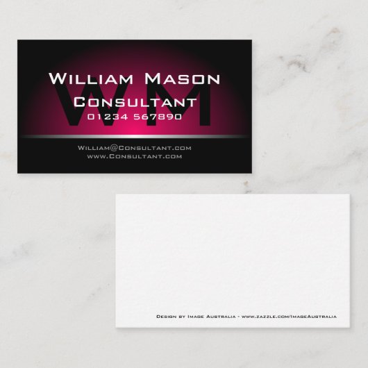 Monogramme rose noir professionnel - Carte de visi (Devant / Derrière)