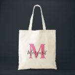 Monogramme rose noir Sac fourre-tout de nom de scr<br><div class="desc">Sac fourre-tout de nom de script noir Monogramme rose. Peut être offert en cadeau à la famille et aux amis lors de leur anniversaire et Noël.</div>