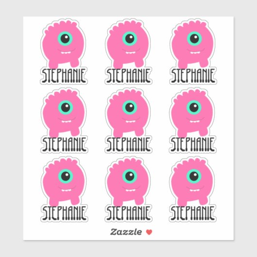 Monogramme rose Nom Sticker Pack (Feuille)