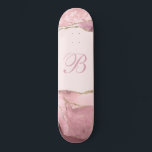 Monogramme rose or Agate Skateboard<br><div class="desc">Monogramme d'agate parties scintillant or rose skateboard. Style unique et chic.</div>