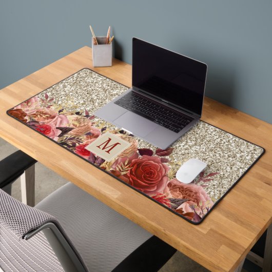 Monogramme Rose or Fleurs Parties scintillant or c (Bureau 2)