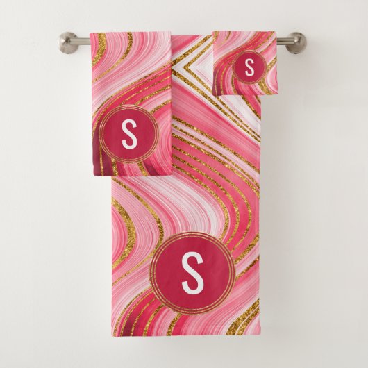 Monogramme rose or Géode Agate Parties scintillant (En situation)
