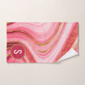 Monogramme rose or Géode Agate Parties scintillant (Serviette à main)