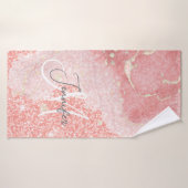 Monogramme rose Parties scintillant rose (Serviette de bain)