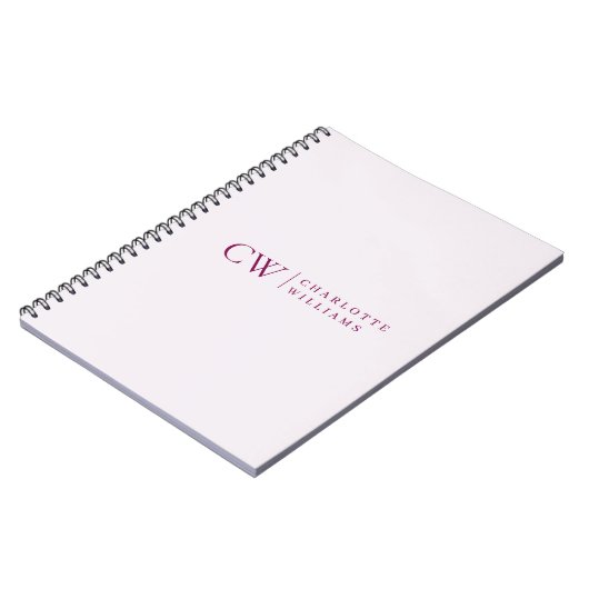 Monogramme rose personnalisé Carnet initial et nom (Côté gauche)