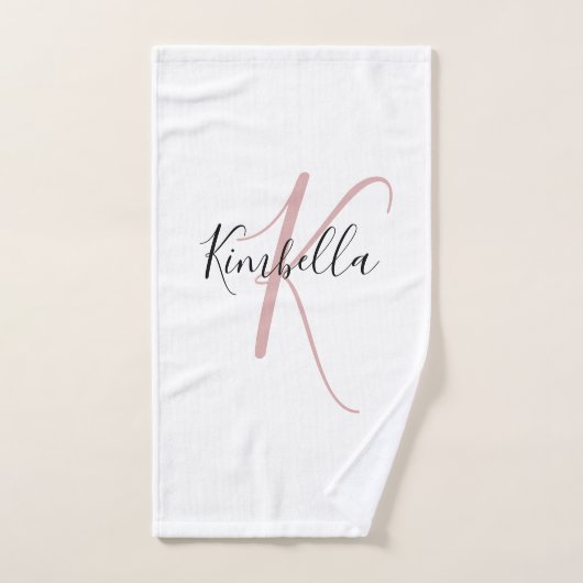 Monogramme Rose Poussière Minimaliste (Serviette à main)