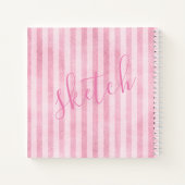 Monogramme rose rayé Nom du carnet de notes (Dos)