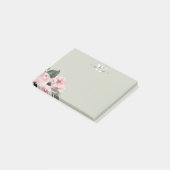 Monogramme rose rose de fille Notes post-it floral (Incliné)