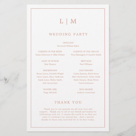 Monogramme rose Rose simple Élégant programme de m (Dos)