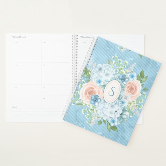 Monogramme rose rustique Floral Shabby Chic (Devant avec enveloppe)