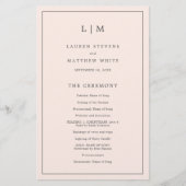 Monogramme rose simple Élégant programme de mariag (Devant)