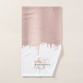 Monogramme Rose tendance Pink Gold (Serviette à main)