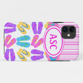 Monogramme rose tongs iPhone 5 Coque (Dos (Horizontal))