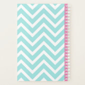 Monogramme rose vif chevron bleu clair à la mode (Dos)