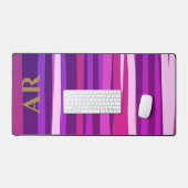 Monogramme rose vif rayures violet or Initiales (Clavier et souris)