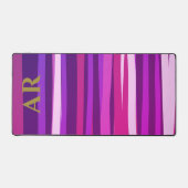 Monogramme rose vif rayures violet or Initiales (Recto)