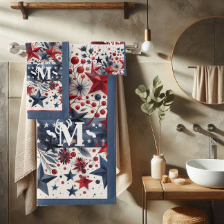 Monogramme rouge blanc et bleu Boho Stars & Stripe