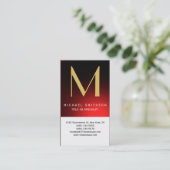 Monogramme Rouge Blanc moderne Carte de visite sim (Debout devant)