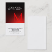 Monogramme Rouge Blanc moderne Carte de visite sim (Devant / Derrière)