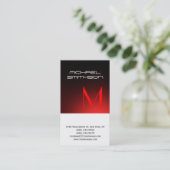 Monogramme Rouge Blanc moderne Carte de visite sim (Debout devant)