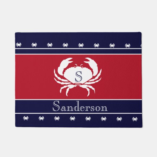Monogramme Rouge Blanc Noir Crabe Cuisine Tapis (Devant)
