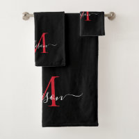 Monogramme rouge bourgogne noire moderne Nom du sc