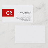 Monogramme rouge Carte de visite standard blanc (Devant / Derrière)