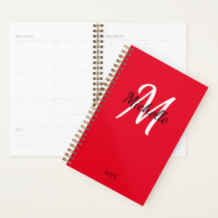 Monogramme rouge et blanc Simple Elegant Classic P