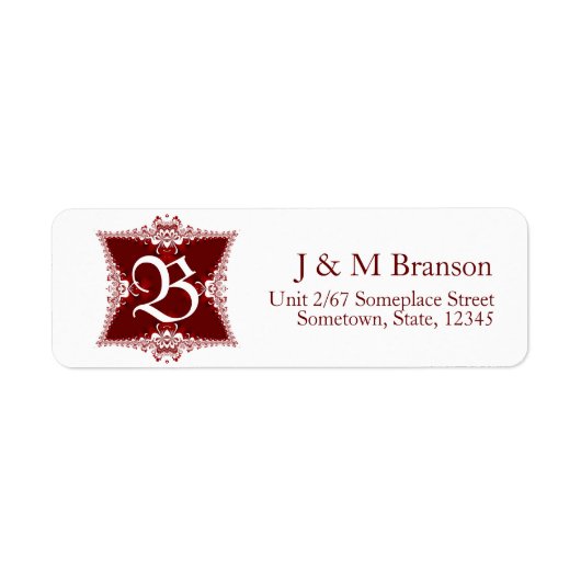 Monogramme rouge + Étiquette de adresse blanc (Devant)