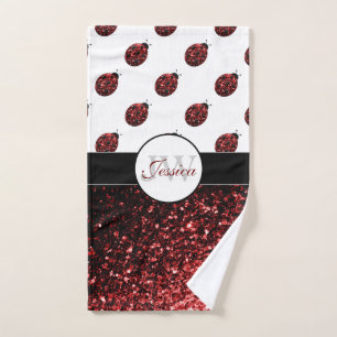 Monogramme rouge foncé coccinelle faux parties sci