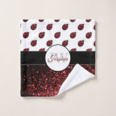 Monogramme rouge foncé coccinelle faux parties sci (Gant de toilette)