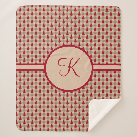 Monogramme Rouge Marron Buffalo Plaid Rustique Cam (Devant)