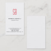 Monogramme rouge moderne Carte de visite de profes (Devant / Derrière)